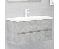 Armadietto per lavabo in truciolato grigio cemento 90 x 38,5 x 45 cm, design elegante, mobile ausiliario con cassetto + ampio spazio multiuso per lavabo del bagno