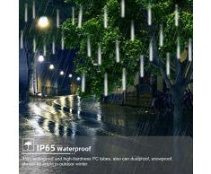 288LED Luci Della Pioggia di Meteore Catena Luminosa,KINGCOO Impermeabile 30cm 8 Tubi Solare Meteora Doccia Tubo Luci Stringa per Natale Albero Giardino Festa Nozze Esterno Interni (Bianco)