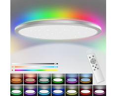 Plafoniera LED Soffitto Moderna, 24W Lampadario per Camera da Letto 3200LM Ø29,5cm, Lampada LED Soffitto RGB Dimmerabile Con Telecomando 13 Cambia Colore, Plafoniera Bagno lP54 Impermeabile , Cucina