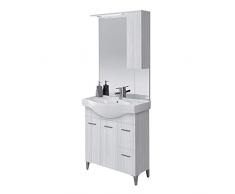 Inbagno Arredo Bagno Moderno a Terra Larghezza 82 cm Colore Grigio Completo di Specchio e Lavabo in Ceramica