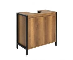 SoBuy Mobiletto da Bagno Armadietto Sottolavabo da Bagno con 2 Ante a Terra in Legno BZR63-PF…