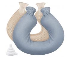 Borsa dellacqua calda a forma di U con morbida copertura, Borsa Acqua Calda de 2L, con fodera in pile rimovibile e lavabile, borsa per acqua calda di alta qualità per alleviare il dolore (grigio)