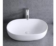 piccolo piazza ovale bianco Lavabo da appoggio in ceramica 40x23x8