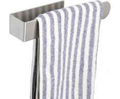 YUET Bagno Portasciugamani 20CM Autoadesivo Per Porta Salviette in Acciaio Inossidabile Porta Asciugamano (Senza foratura,Argento)