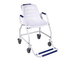 Obea – Sedia da doccia con ruote, 91 x 64 x 60 cm, colore: bianco