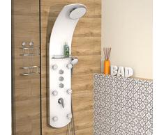 EISL Caraibi, pannello doccia con getto benessere, con 6 ugelli per il massaggio, in vetro di sicurezza colorato, Bianco, ORSP-YMSBW