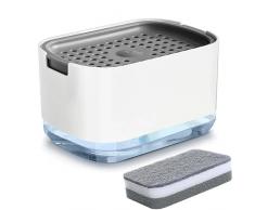 CatRain Dispenser Sapone Cucina, Porta Sapone Cucina con Spugna per Piatti, Dispenser Detersivo Piatti per Lavello Cucina e Casa, Manuale Porta Sapone Liquido, 350ml