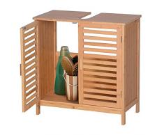 BAKAJI Mobile Bagno Sotto Lavabo Lavandino in Legno MDF Armadietto Mobiletto SottoLavabo con 2 Ante Ripiano Interno Design Moderno Arredamento Casa Pratici Manici Porte Chiusura Magnetica