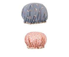 2 Pezzi Cuffia Doccia Impermeabile Cuffia da Bagno Elastica Grande Showe Caps Berretto Capelli Riutilizzabile per Donne e Ragazze