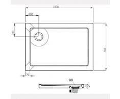Piatto doccia in acrilico 70x100 cm rettangolare - ultra piatto altezza 3,5 cm