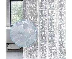 Lemon Cloud Tenda per Doccia 3D Semitrasparente Ecologico Tende Doccia con Ganci Ciottolo Tende Bagno Antimuffa Impermeabile Antivento Caldo 183x183cm