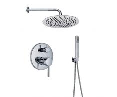 Sistema doccia Set di rubinetti per doccia a pioggia per bagno cromato Set completo di miscelatori per doccia a incasso a parete con doccetta