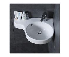 JKXWX Lavandino da Bagno Bagno Angolo Bacino Appendere lavabo lavandino Piccolo Appartamento Mini Appartamento washbasin Triangolo in Ceramica Muro Bianco Lavandino del Bagno (Color : 1 Right Hole)