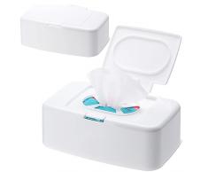 Funmo 2 Pezzi Scatola di salviettine umidificate con coperchio,Pulsante Portatile Porta salviette Neonato,scatola per salviette Contenitore,Porta Scatola Per Salviette per casa, ufficio e auto