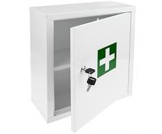 PrimeMatik - Armadietto di Pronto Soccorso in Metallo. Cassetta Medica a Muro 322 x 140 x 361 mm