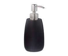 Relaxdays Dispenser di Sapone, 300ml, Portasapone Ricaricabile Manuale, Accessorio Bagno & Cucina, Design Rotondo, Nero, 1 pz