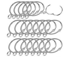 Anelli per Tenda, 20 Pezzi Metallo Circolare Della Tenda Della Doccia Anello Anelli Bastone Tenda Anelli Appesi Anelli a Tendina in Metallo, Diametro Interno 38mm (Argento)