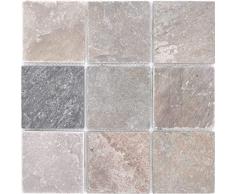 Piastrella per mosaico, quarzite, pietra naturale, quarzite, beige, grigio, per pavimenti, pareti, bagno, WC, doccia, cucina, specchio per piastrelle, rivestimento per vasca da bagno, mosaico