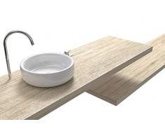 VE.CA.s.r.l. Mensole Lavabo in Legno Laminato Colore Rovere Vintage, Anche su Misura, Incluse staffe di Fissaggio a Parete 100% Made in Italy, Resistenti ad Acqua ed umidità (120x50x8 cm)