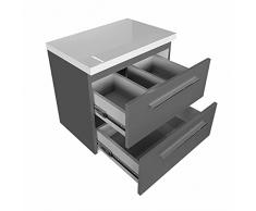 Mobile sottolavabo con piano lavabo, set di mobili da bagno, larghezza 60 cm, colore grafite