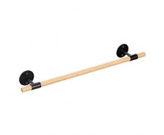 Navaris Asta Porta Asciugamani Bagno Legno e Ferro Battuto Nero - Portasciugamani Parete Lungo 43,5cm - Appendi Asciugamano Salviette Strofinacci