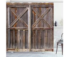 ABAKUHAUS Rustico Tenda da Doccia, Vecchio magazzino in legno, Tessuto Set di Decorazioni per il Bagno con Ganci, per la vasca da bagno, 175 cm x 240 cm, Marrone