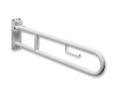 BARRA SOSTEGNO RIBALTABILE CON PORTACARTA IGIENICA cm 85 Bagno Disabili Anziani