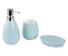 H&H Pengo H1310346A Set Bagno, Ceramica Venezia, 3 Pezzi, Azzurro, 21x9x25 cm, 3 unità