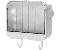 Portasapone Adesivo Senza Perforazione Con Ganci Portasapone Da Parete Con Coperchio E 2 Ganci Resistenti Contenitore Per Bagno E Cucina-White