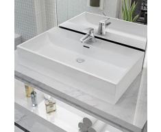 vidaXL Lavandino con Foro Rubinetto in Ceramica Bianca 76x42,5x14,5 cm Lavabo