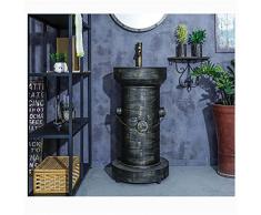 Lavandino A Colonna Bagno Ferro Battuto Retrò Lavandino Bagno Piccolo Creatività Stile Industriale Bar KTV Alta Qualità Lavabo Da Appoggio Tondo Con Rubinetto 43 * 87 Cm(Color:bronzo)