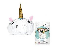 Cuffia da doccia a forma di testa di unicorno, accessorio da bagno, ideale come regalo per donne e bambini (confezione in lingua italiana non garantita)