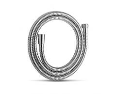 OFFO Tubo doccia 2.0m, sostituzione in acciaio inox tubo doccia ad alta pressione antipiega per rubinetti da bagno Chrome