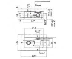 MISCELATORE DOCCIA INCASSO CON DEVIATORE EFFE PAFFONI EF015 CR - 2 USCITE
