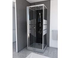 MARWELL Doccia completa Dusy 80 x 80 x 225 cm - Doccia con ingresso frontale - Cabina doccia con profili in alluminio di alta qualità - altezza di ingresso 16 cm