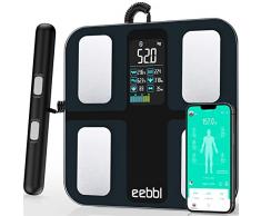 EEBBL Bilancia Pesapersone Digitale Professionale Bilancia di Precisione, Digitali da Bagno, Bilancia Impedenziometrica Bluetooth, BDigitale con App-Misura Peso Corporeo, iOS & Android, 8 Sensori