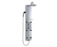 Hudson Reed TRUSP302 - Panello Doccia Idromassaggio 'Arcan' in Alluminio (Tre Funzioni) - Colonna Doccia Multifunzione - Soffione Pioggia e Cascata, Docetta, 6 Getii e Mensola - Garanzia 10 Anni!