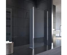 SONNI Walk in Box Doccia 90 x 200 cm, Dotato di un Pannello Laterale Ruotabile di 30 cm, Parete Doccia Fissa 8mm, Vetro Trasparente Temperato Rivestimento Nano, Regolabile con Stabilizzatore