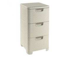 Curver 206314 - Cassettiera in polipropilene, aspetto in vimini, 3 x 14 L