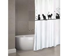 MSV Tenda da doccia Cat in poliestere, multicolore, 180 x 200 cm
