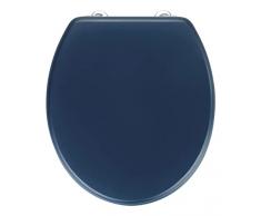 Wenko Copritoilette Prima Blu Scuro Opaco, Copritoilette Retrò, Copri Water con Ammortizzatore da Parete Ed Elementi di Fissaggio in Acciaio Inox, Adatto a Sciacquone, Copri Water in Mdf, 37 X 41 Cm