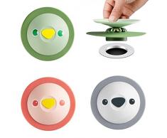Tappo Lavandino Silicone Universale, Tappo Doccia Antiodore, 3 Pezzi Tappi di Scarico Multifunzionali, Tappo Vasca da Bagno Anti Clogging, per Cucina, Lavandino, Bagno, Fognature, 10cm, Rotonda