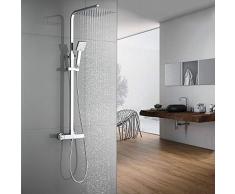 Auralum/® Sistema Set Asta Doccia//Colonna Doccia completo senza rubinetto con Pioggia Soffione tondo e Manopola Doccia a mano telefono per bagno doccia,880-1265mm Altezza pu/ò regolare