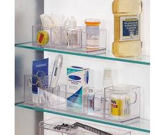 iDesign Armadietto medicinali per bagno, Contenitore medicine piccolo a 7 scomparti, Organizer medicinali in plastica facile da lavare, trasparente