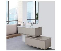 Mobile Bagno Sospeso Tortora L. 90cm Finitura Pastello Completo di Specchio