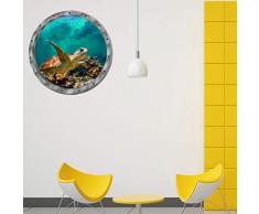 Adesivo murale 3D Oblò Visualizza Adesivo sottomarino Pesci tropicali Adesivo decalcomania impermeabile per bagno Frigorifero