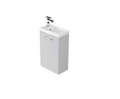 Il set Lara 40 cm grigio lavabo mobile da bagno in bianco lucido superficie bagno piccolo bagno degli ospiti composto da lavabo e lavabo stretti mobili da bagno per ospiti WC