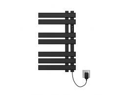 Scaldasalviette Elettrico, 72X45CM Portasciugamani Termostato Intelligente con Regolazione della Temperatura E Timer, Display LED, Controllo Touch, Scalda Asciugamani da Parete (Nero, Giusto)