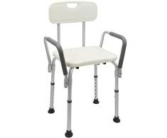 PrimeMatik - Sedia da Doccia Regolabile in Altezza con braccioli per Anziani