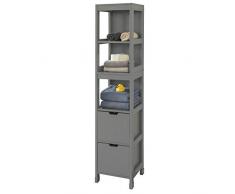 SoBuy Cassettiera bagno Mobile salvaspazio L30*P30*A144cm FRG126-SG (Grigio)